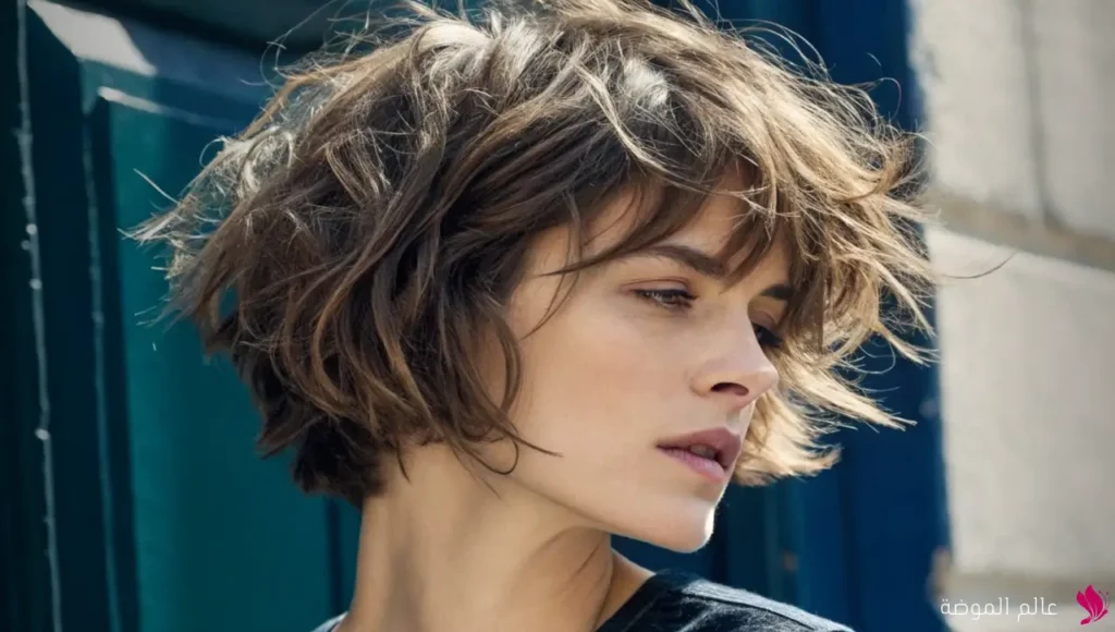 قصة شعر قصير مدرج فرنسي غير المتساوية (Short layered French uneven haircut) قصة شعر قصير مدرج فرنسي غير المتساوية (Short layered French uneven haircut)