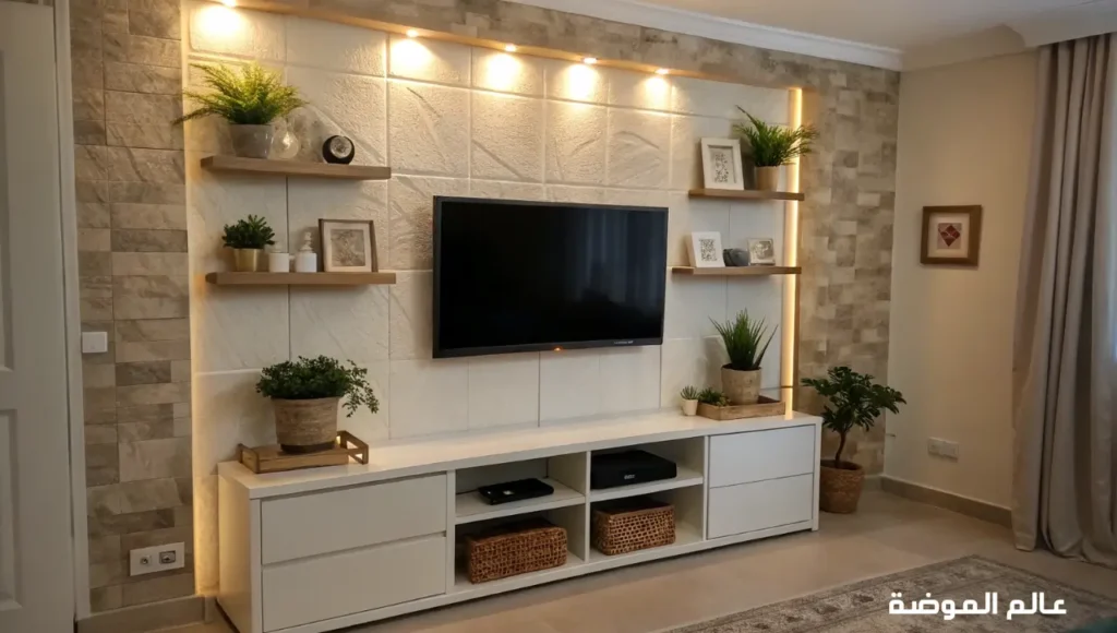 ديكورات حائط تلفاز متناسقة