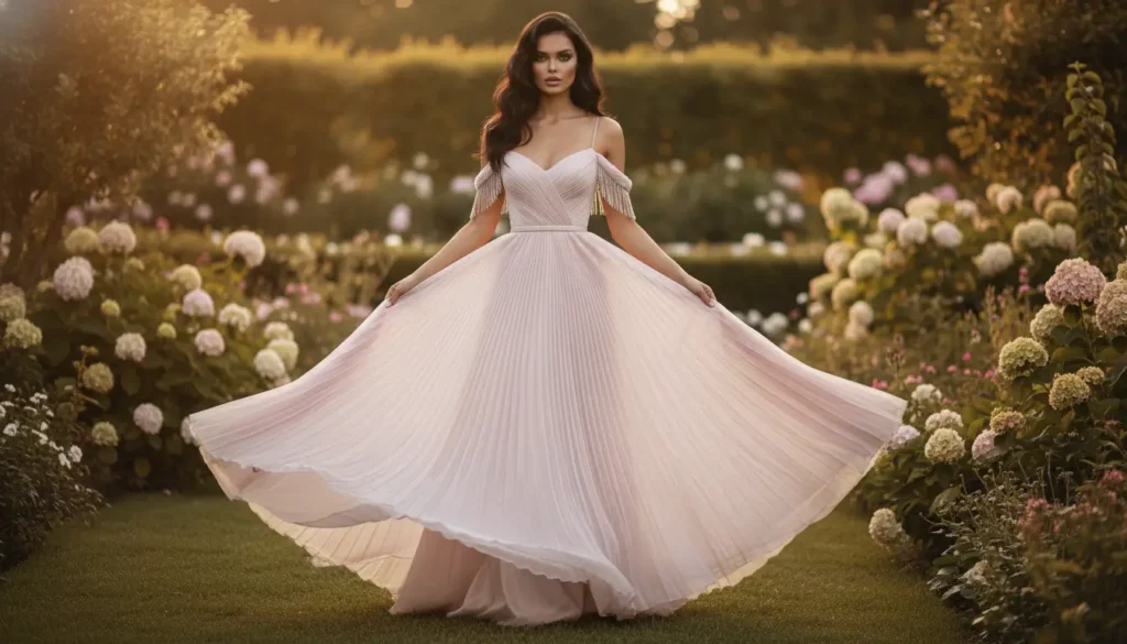 فساتين شيفون مكسر بإطلالة خفيفة وناعمة فستان شيفون مكسر بطيات ناعمة بإطلالة حالمة