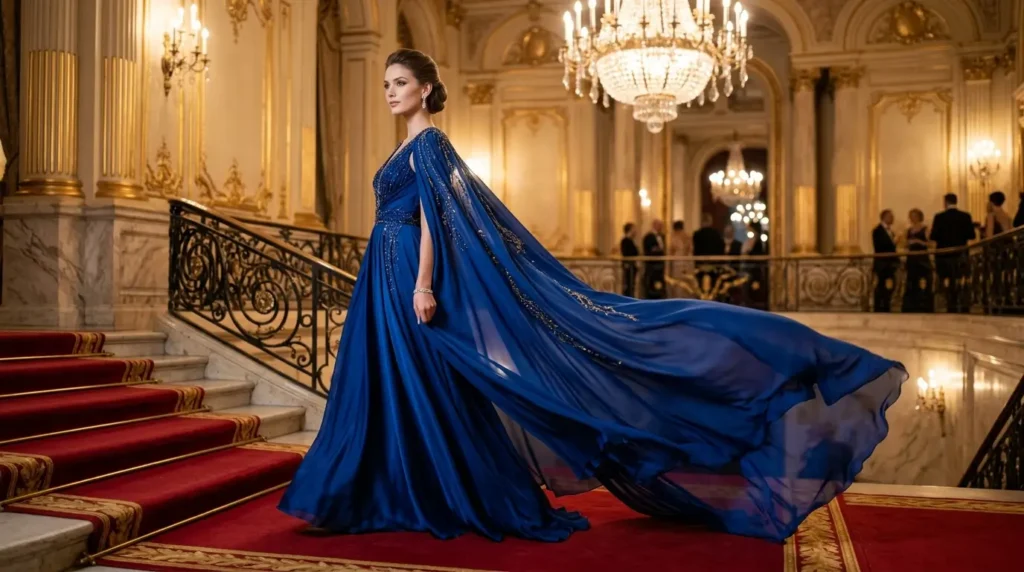 فساتين كيب فخمة بإطلالة ملكية راقية فستان كيب فاخر بتصميم أنيق وإطلالة ملكية