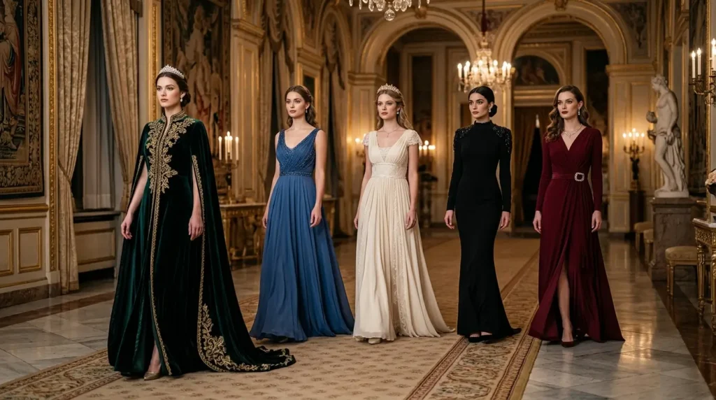 أحدث موديلات فساتين سهرة ملكية فاخرة بإطلالة مميزة موديلات فساتين سهرة ملكية فاخرة بتصاميم أنيقة