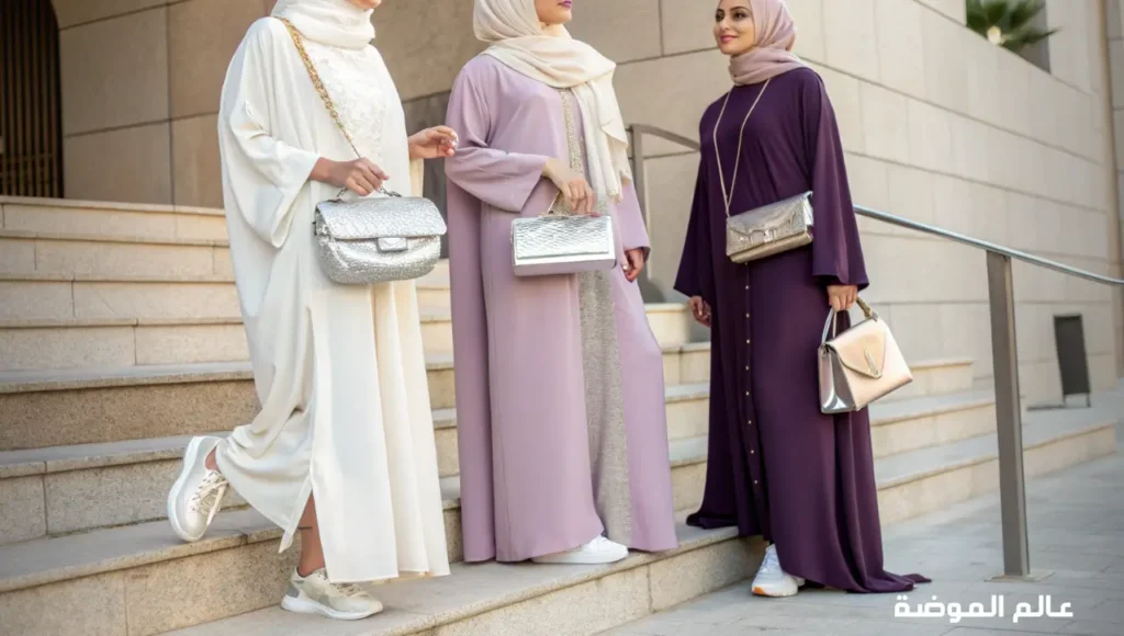 أجمل أفكار لتنسيق العبايات الملونة مع الإكسسوارات لإطلالة أنثوية متكاملة أفكار مميزة لتنسيق العبايات الملونة مع الإكسسوارات لمظهر أنيق