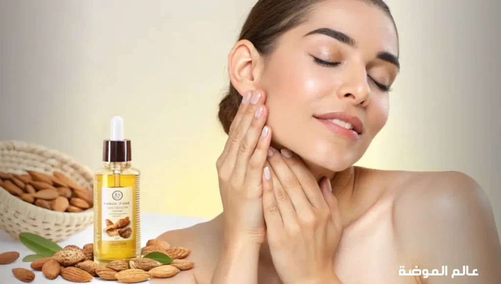 ما هي فوائد زيت اللوز الحلو للبشرة؟ إليك أهم استخداماته ونتائجه الرائعة لبشرة صحية ومشرقة امرأة تستخدم زيت اللوز الحلو للعناية بالبشرة بشكل طبيعي