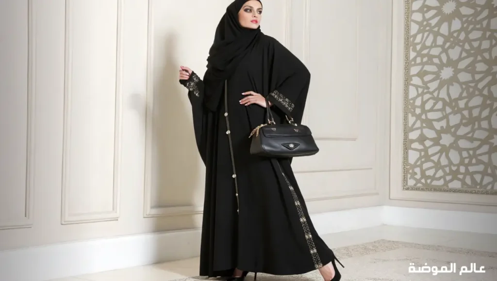 عبايات بالأسود الكلاسيكي تجمع بين الفخامة والرقي عباية أسود كلاسيكية أنيقة تناسب جميع المناسبات