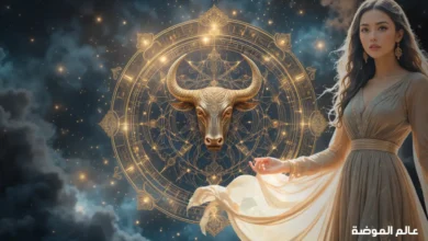 رمز برج الثور مع خلفية فلكية جميلة وجذابة