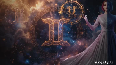 رمز برج الجوزاء على خلفية فلكية رائعة