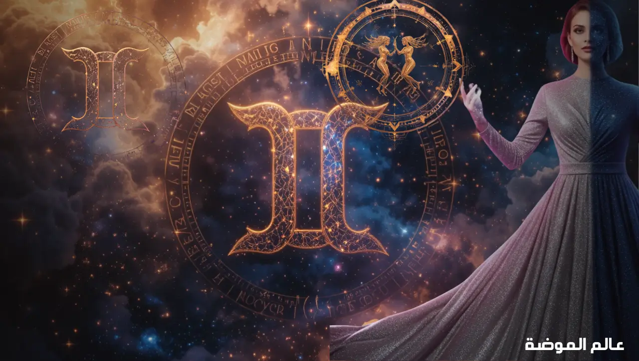 رمز برج الجوزاء على خلفية فلكية رائعة