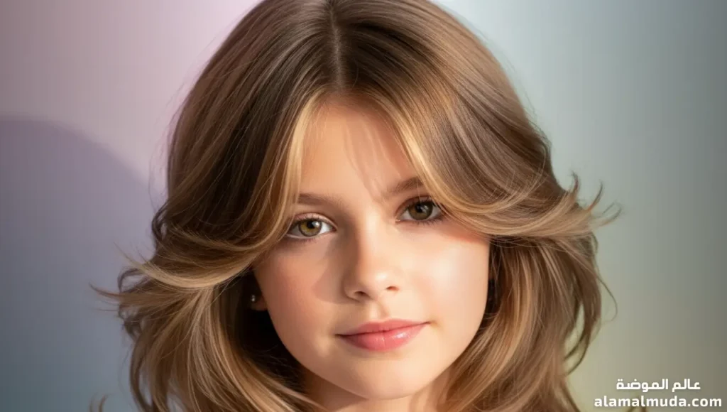 طفلة بقصة شعر فراشة فرنسية طبقات خفيفة