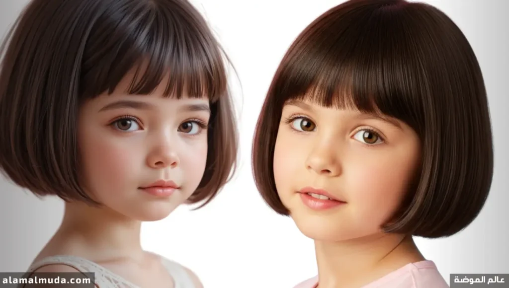 طفلة بقصة كاريه فرنسي قصير جداً بشكل لطيف