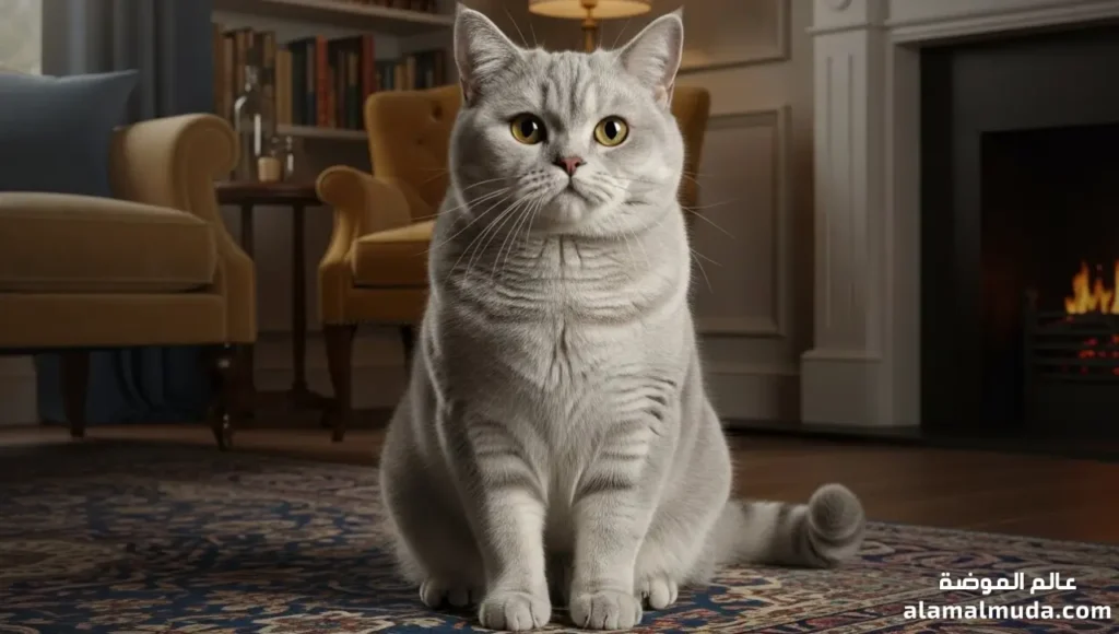 قط بريطاني British Shorthair الهادئ والملكي المثالي للعائلات قط بريطاني قصير الشعر بوجه مستدير وفراء كثيف ناعم