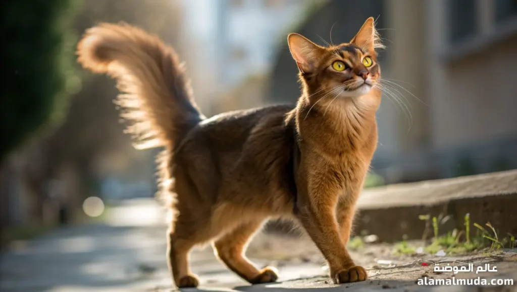قط سمولي Somali ودليل مميزاته الذكية والنشيطة الجميلة انواع القطط: دليل كامل لأجمل سلالات القطط-قط سمولي Somali بفراء نصف طويل وملامح مرحة نشيطة