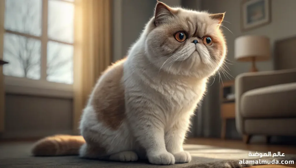 قط شيرازي إكزوتيك شورت هير بفرو قصير وملامح دائرية