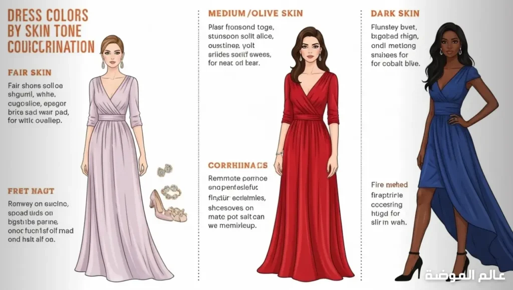 ألوان الفساتين حسب نوع البشرة ألوان الفساتين لكل بشرة