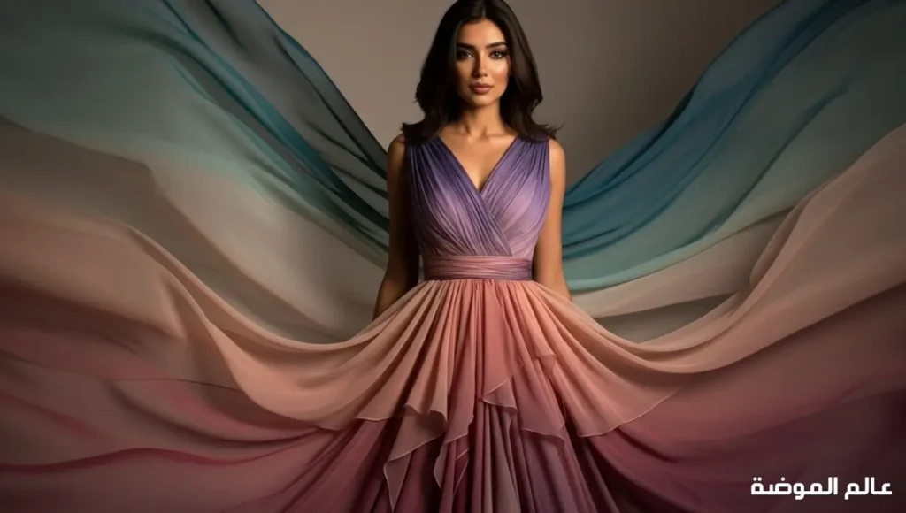 فستان أومبريه كامل التفاصيل ألوان فساتين 2026: فستان أومبريه جذاب وأنيق