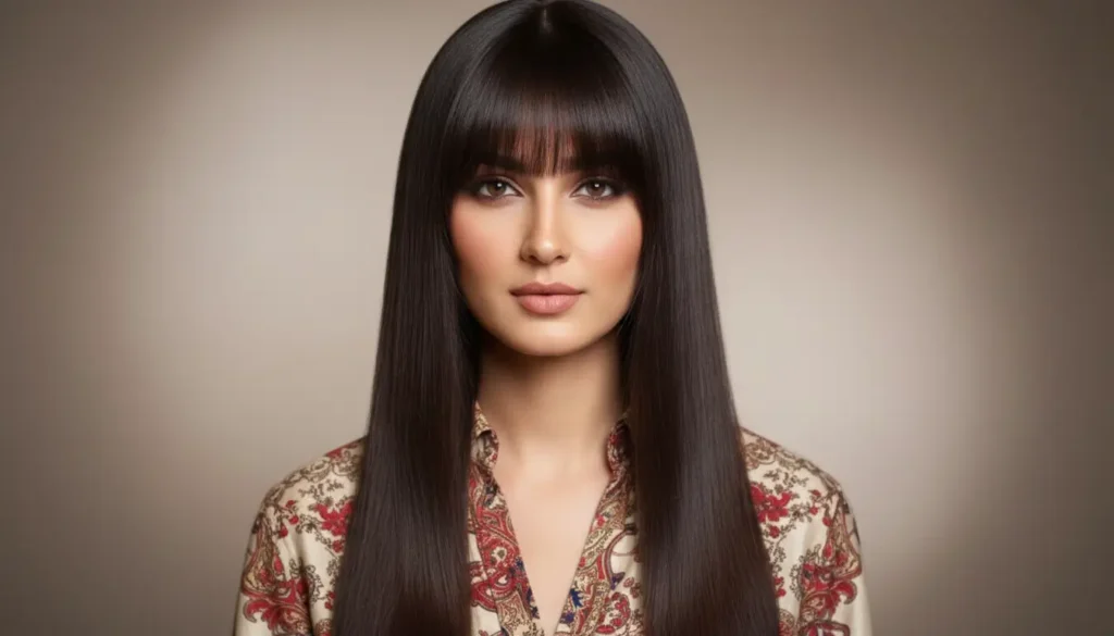 قصات الشعر الطويل مع غرة ستارة تمنح إطلالة شبابية