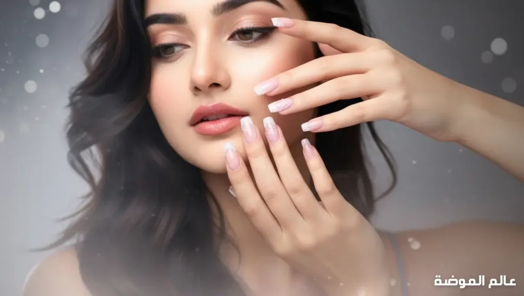 الوان اظافر شتويه بالوردي الشفاف الشتوي على يد امرأة فاتنة