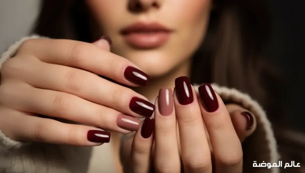 أظافر بورجوندي ونبيذي أنيقة لمظهر شتوي ساحر