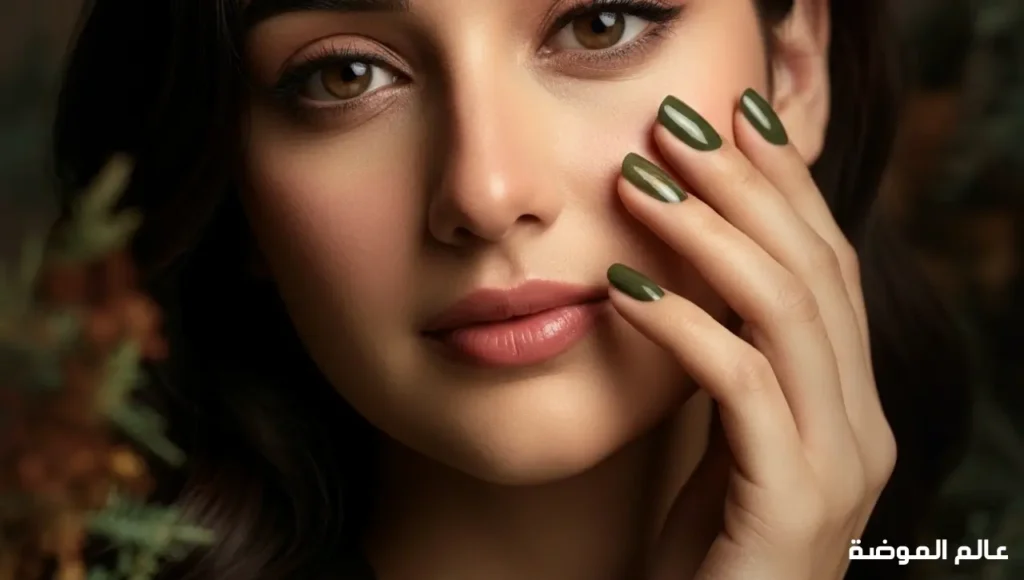 الوان اظافر شتويه بالأخضر الزيتوني والغابي