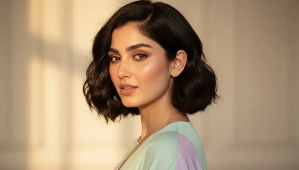 تسريحات شعر للعيد بوب مموج للشعر القصير