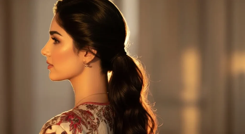 تسريحات شعر للعيد ذيل حصان منخفض ناعم