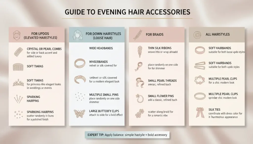 تسريحات شعر ناعمة للسهرات: دليل كامل لاختيار إكسسوارات الشعر تسريحات شعر ناعمة للسهرات: دليل إكسسوارات الشعر