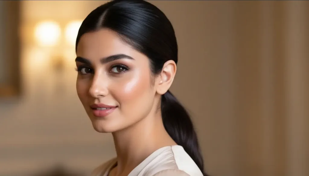 ذيل الحصان المنخفض الأنيق: تسريحة أنثوية للشعر المتوسط تسريحة ذيل حصان منخفض للشعر المتوسط بطريقة فاخرة