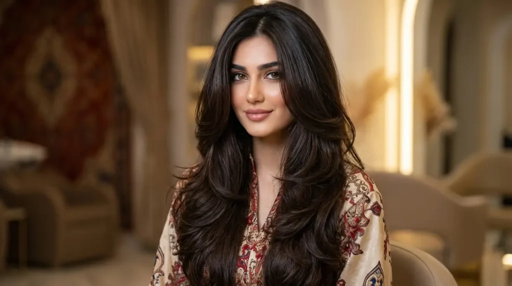 قصات الشعر الطويلة بطبقات واضحة للشعر الكثيف