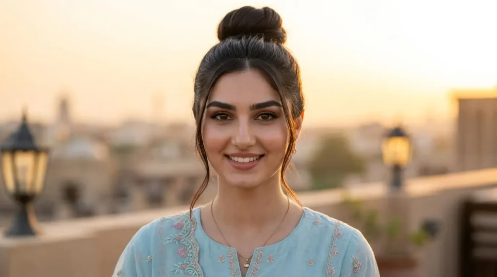 تسريحات شعر للعيد Top Knot كعكة عالية عصرية