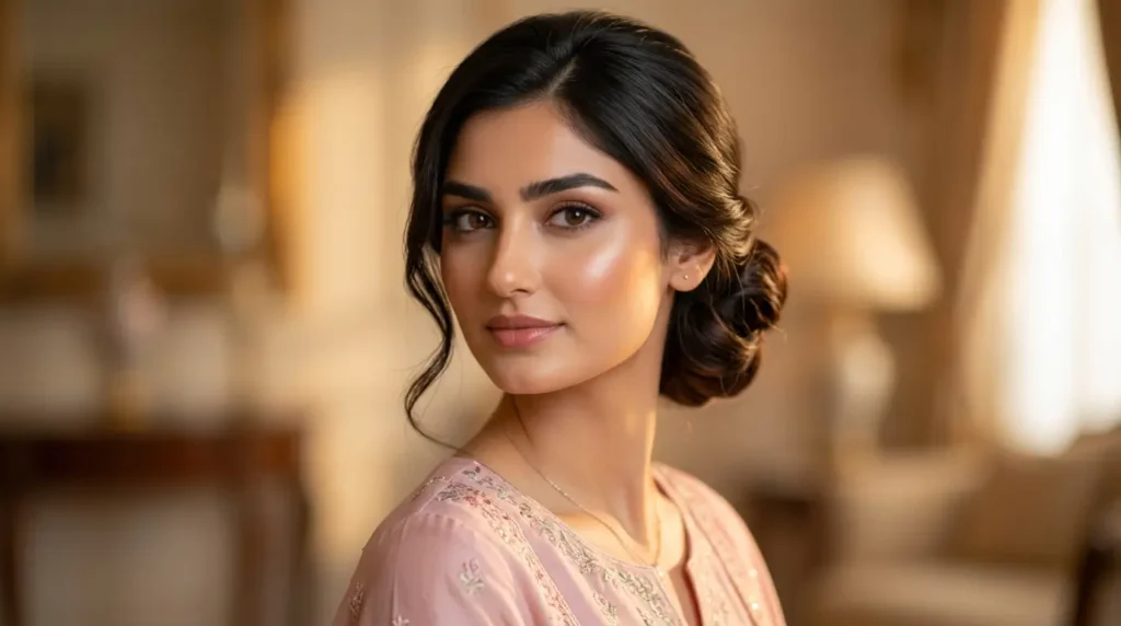 تسريحات شعر للعيد كعكة منخفضة جانبية للشعر المتوسط