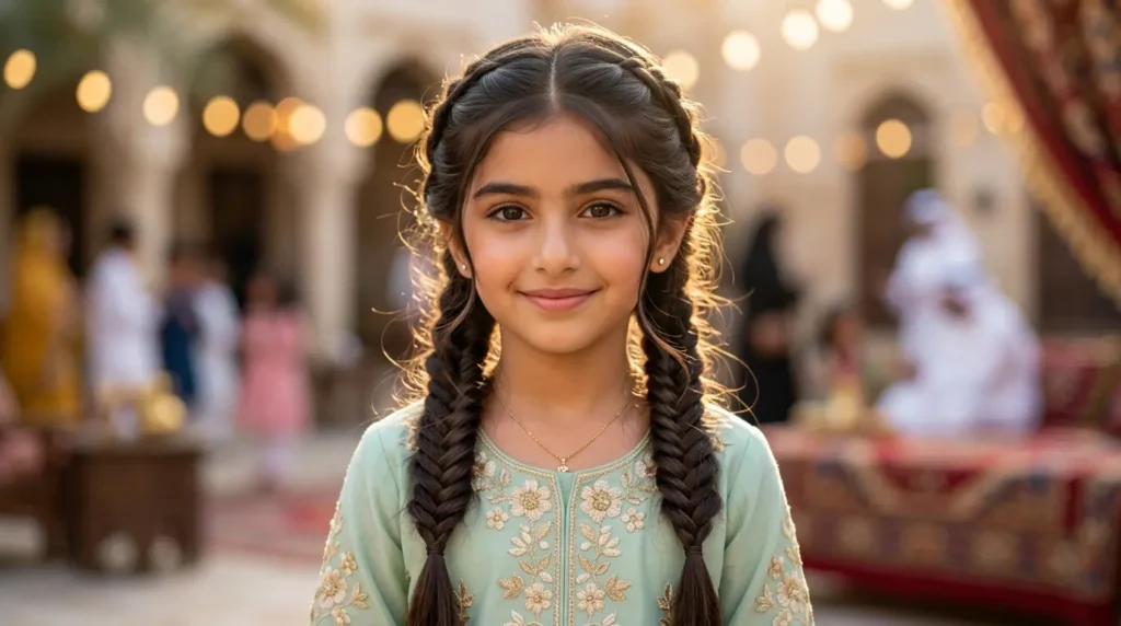 تسريحات شعر للعيد للأطفال ضفائر ذيل السمكة مزدوجة