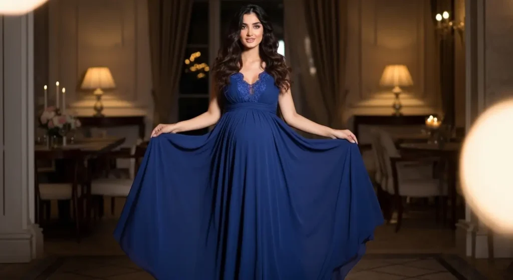 اختاري موديلات فساتين حوامل مريحة وأنيقة للسهرات