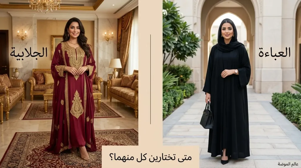 الجلابية للمناسبات النسائية والعباءة للخروج اليومي متى ترتدين الجلابية ومتى ترتدين العباءة