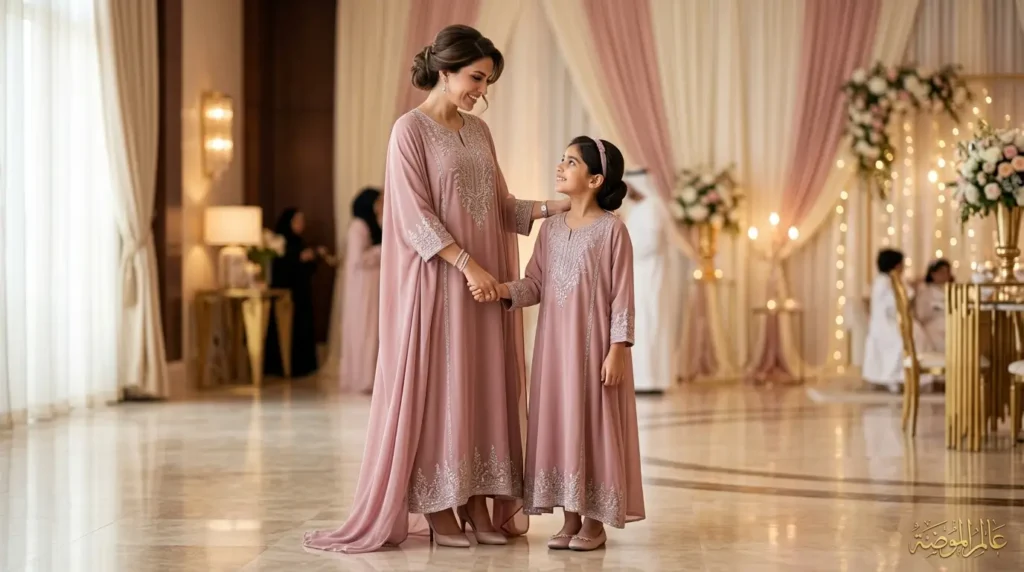 جلابيات أم وبنت بإطلالة عائلية أنيقة متناسقة موديلات جلابيات أم وبنتها لإطلالة عائلية راقية