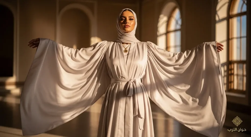 موديلات جلابيات كيمونو واسعة الأكمام بإطلالة فخمة تصميم جلابيات بأكمام واسعة بأسلوب كيمونو أنيق